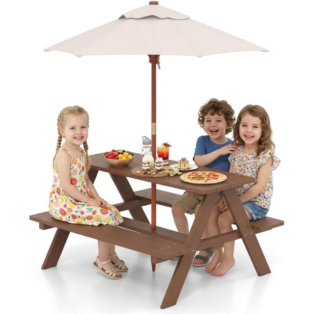 Kids Outdoor Table And Chairs With Umbrella - Table de pique-nique pour enfants, table
