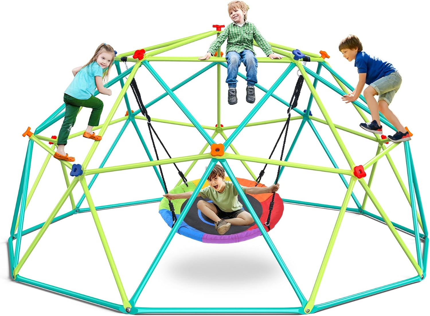 Kids Outdoor Swing Set - Ensemble de balançoire dôme d'escalade de