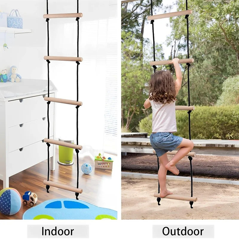 Kids Outdoor Swing Set - Échelle à cordes d'escalade pour enfants,