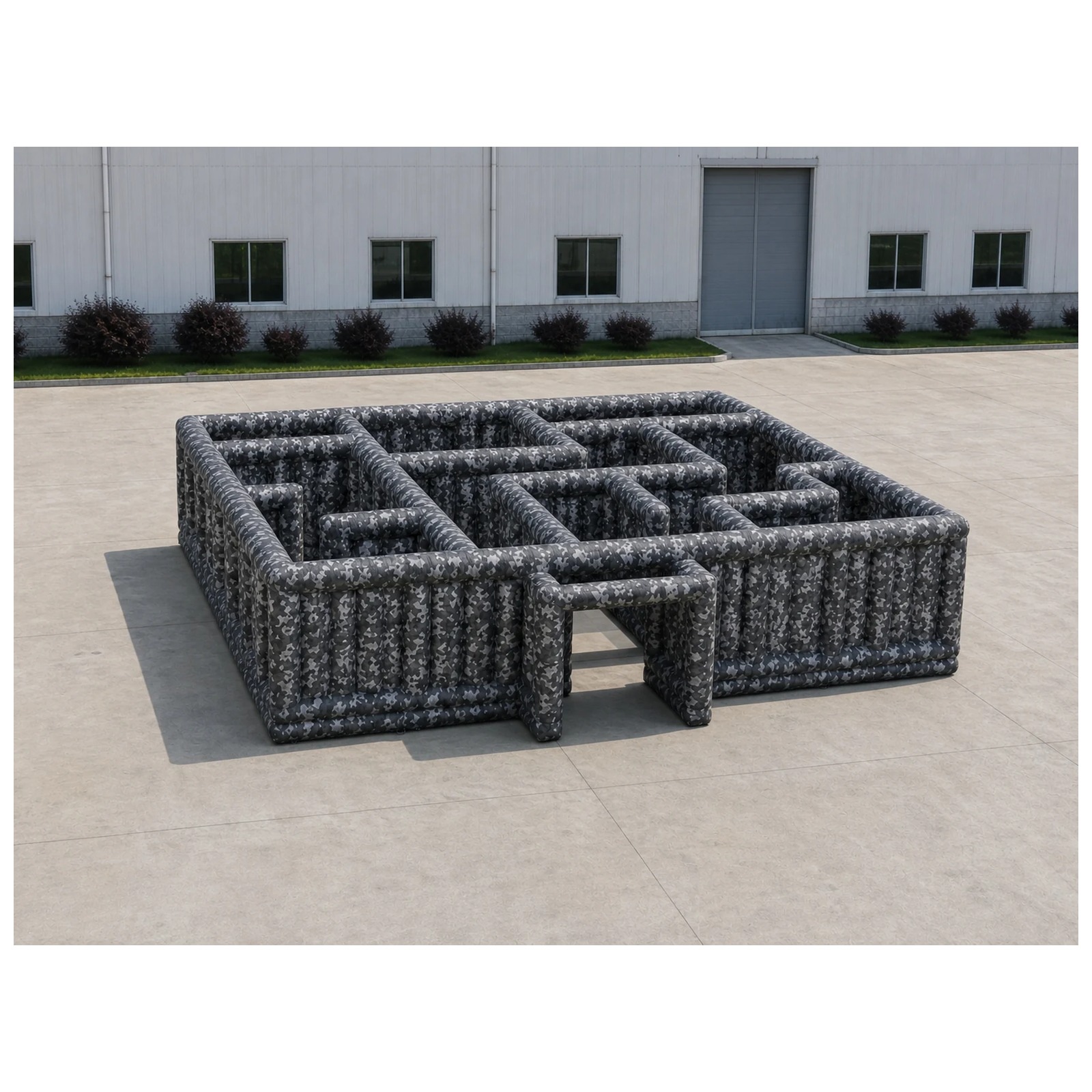 Kids Outdoor Venues - Grand labyrinthe gonflable ouvert camouflage gris