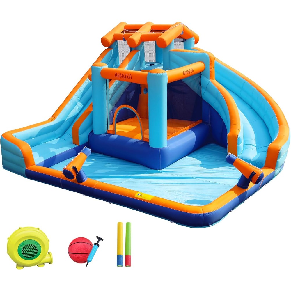 Kids Outdoor Basketball - Grand toboggan aquatique avec piscine à