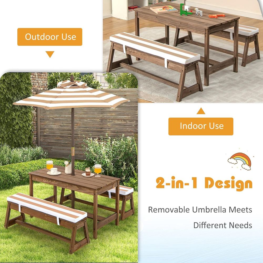 Table de pique-nique pour enfa - Kids Outdoor Table And Chairs With Umbrella avis et prix