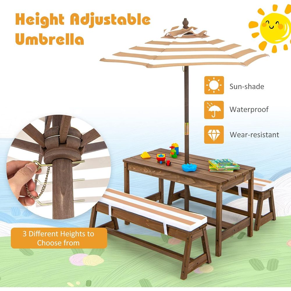 Table de pique-nique pour enfa - Kids Outdoor Table And Chairs With Umbrella avis et prix