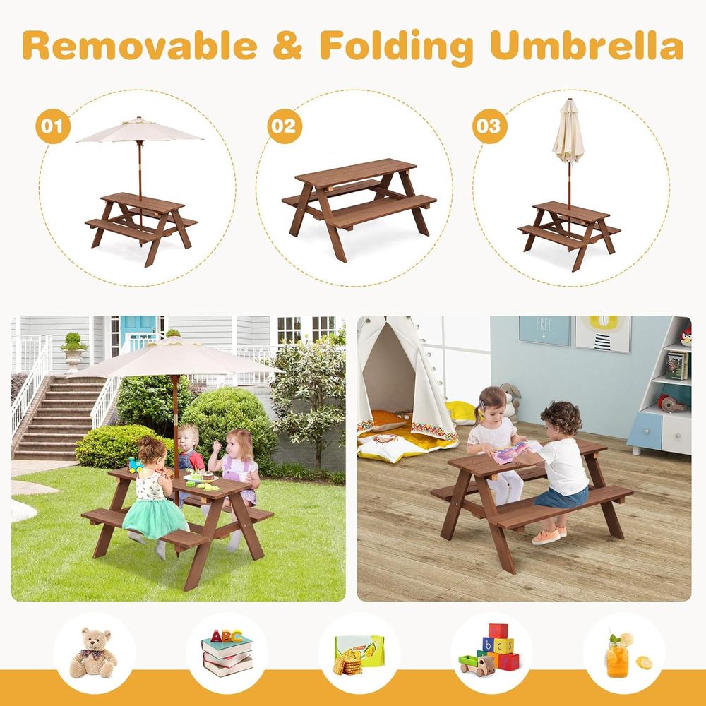 Table de pique-nique pour enfa - Kids Outdoor Table And Chairs With Umbrella avis et prix