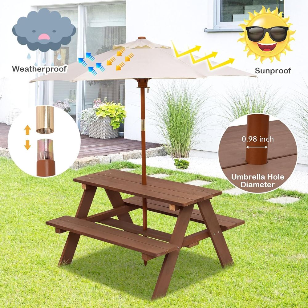 Table de pique-nique pour enfa - Kids Outdoor Table And Chairs With Umbrella avis et prix